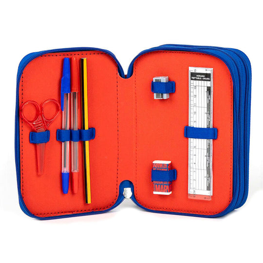 Détail des fermetures éclair robustes et faciles à manipuler sur la trousse Avengers