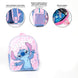Présentation du sac à dos Disney Stitch 29cm posé sur une surface blanche, visible sous plusieurs angles