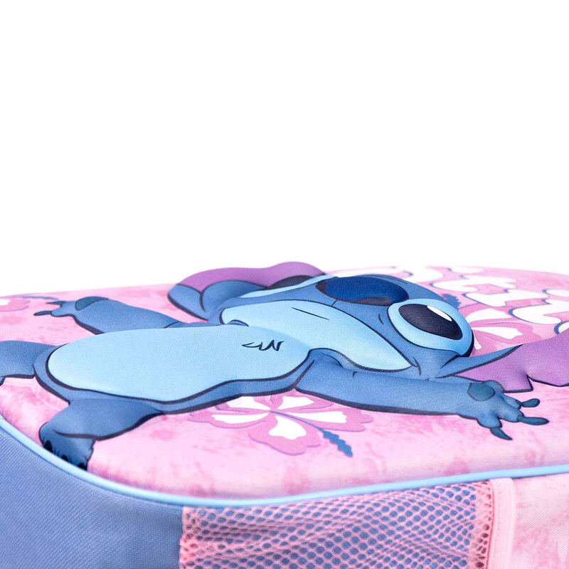 Image détaillée du tissu résistant et des finitions du sac à dos Disney Stitch