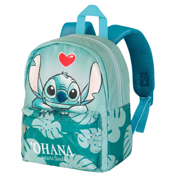 Sac à dos Disney Stitch Ohana 27 cm vue de face avec poche avant visible