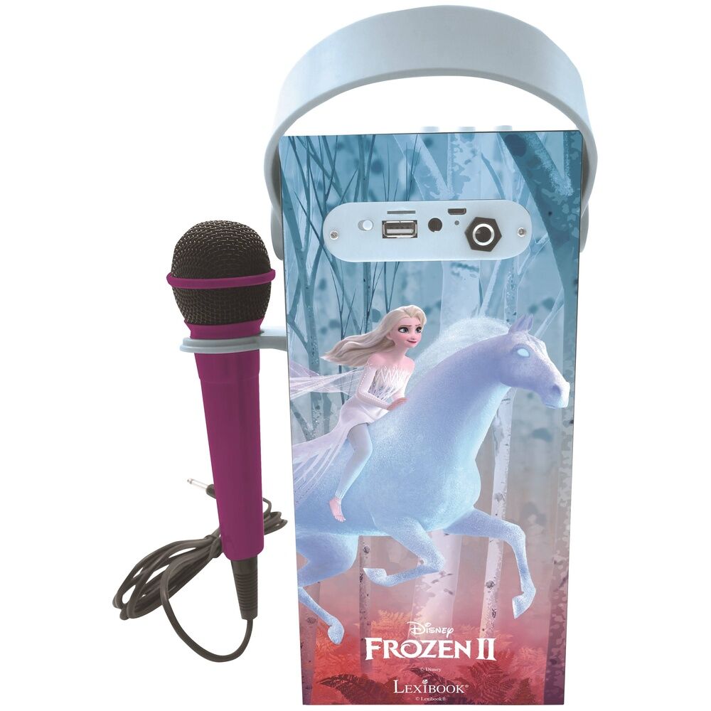 Effets lumineux colorés de l'enceinte Frozen en fonctionnement lors d'une soirée festive