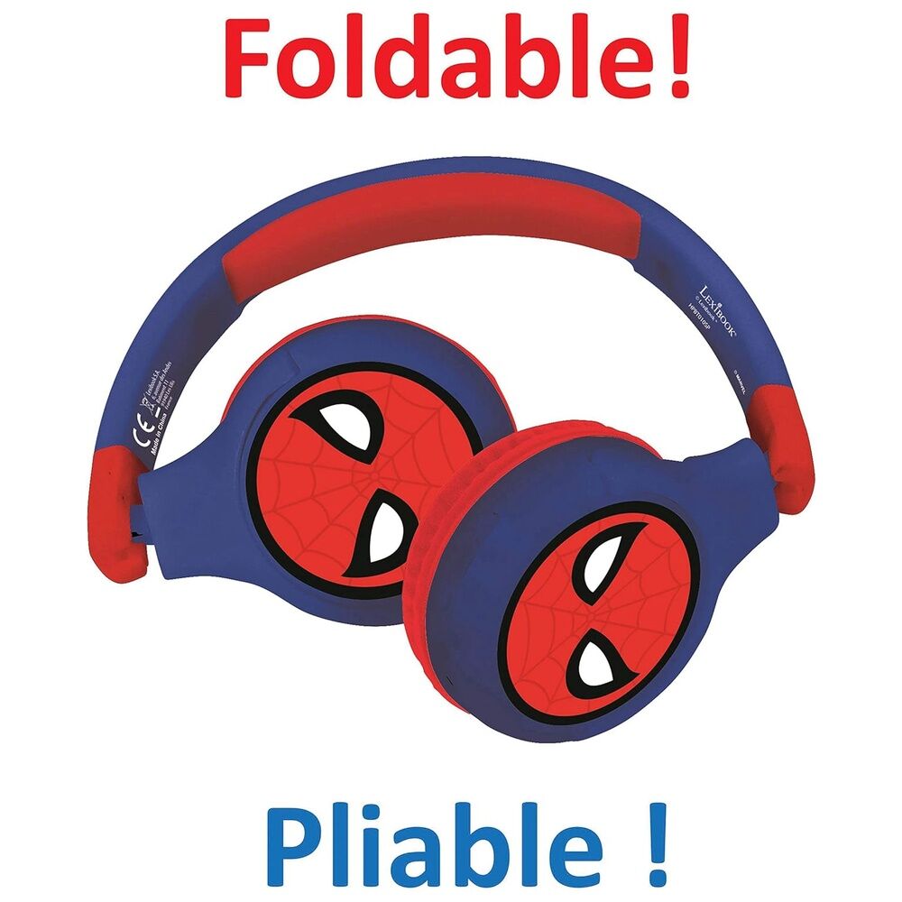 Casque Marvel Spiderman posé à côté d'une tablette compatible Bluetooth