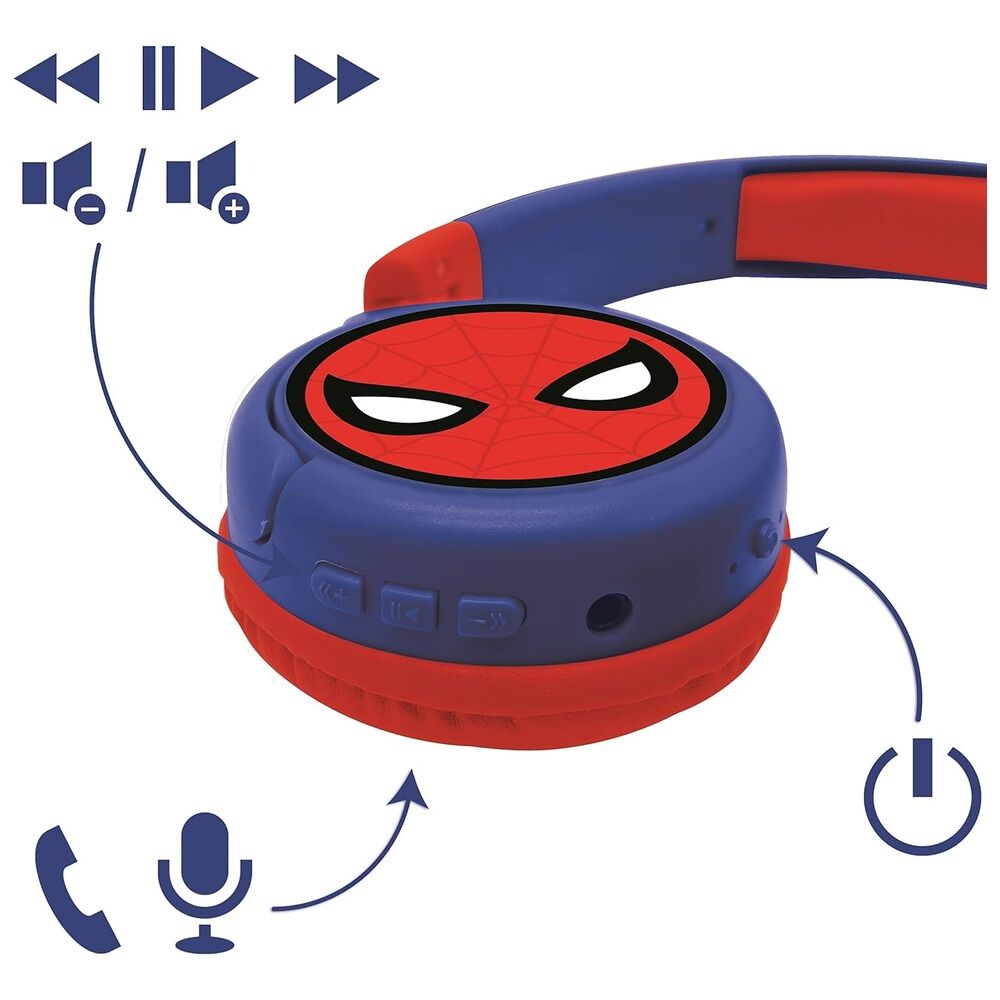 Vue rapprochée du câble jack amovible compatible avec le casque Marvel Spiderman