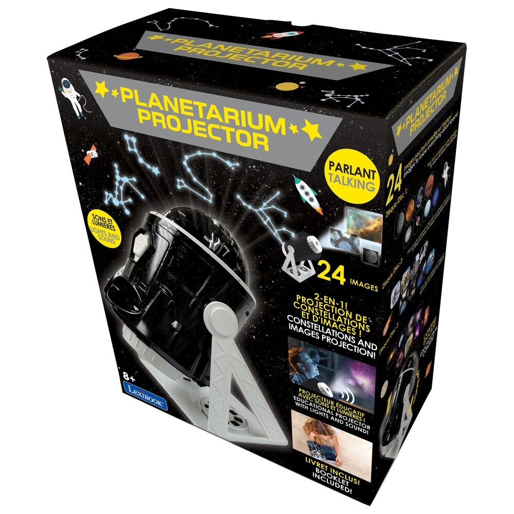 Vue rapprochée des deux dômes interchangeables montrant les constellations en anglais et en espagnol