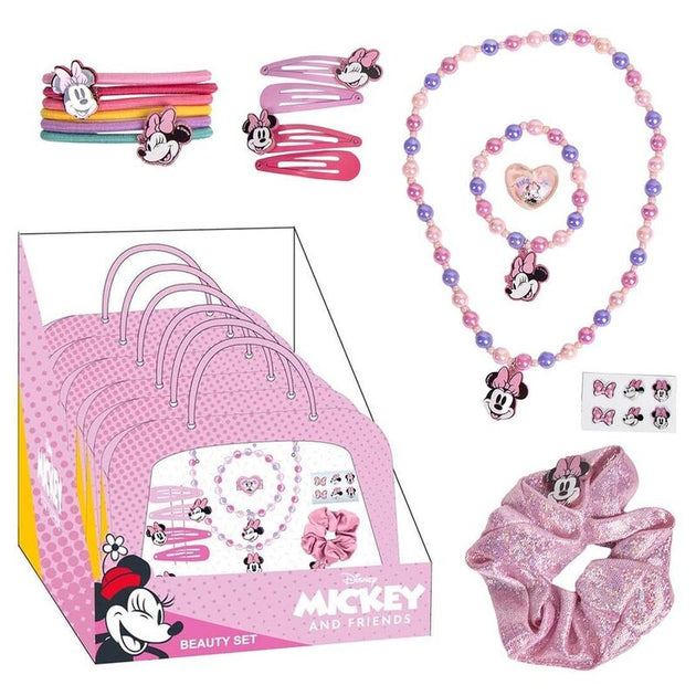 Vue d'ensemble du set de beauté Disney Minnie CERDÁ avec accessoires colorés