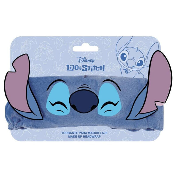Bandeau maquillage Disney Stitch CERDÁ en tissu bleu avec motif du personnage Stitch, dimensions 25x16x3cm