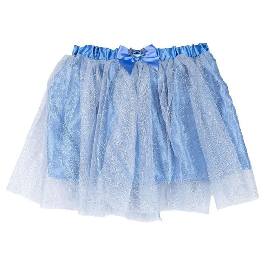 Tutu rose et bleu Disney Stitch avec volants légers, présenté sur fond blanc