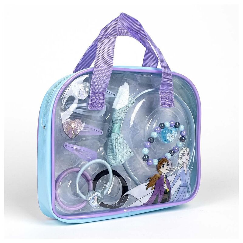 Gros plan sur les accessoires de maquillage inclus dans le set Disney Frozen pour enfants