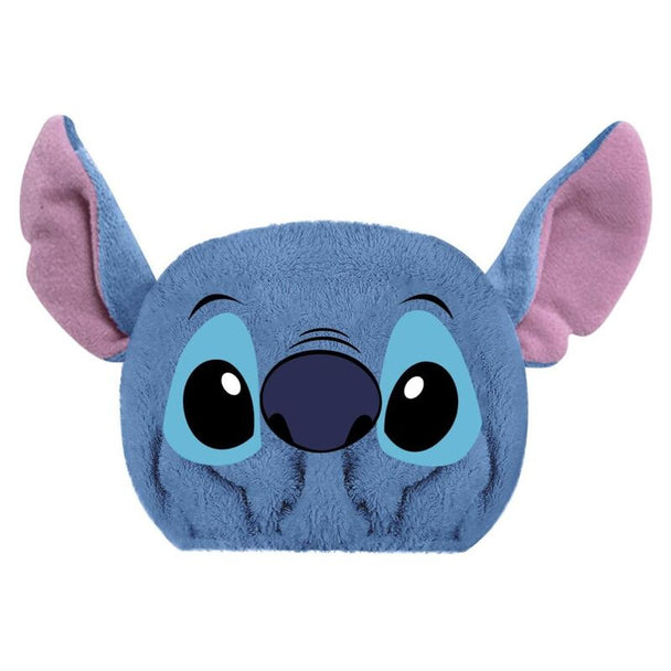 Vue rapprochée du turban Stitch Disney montrant la texture douce et absorbante en polyester