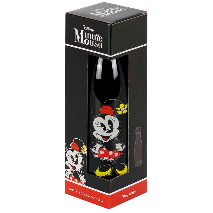 Profil latéral de la gourde Disney Minnie illustrant ses dimensions compactes 27x7x7cm