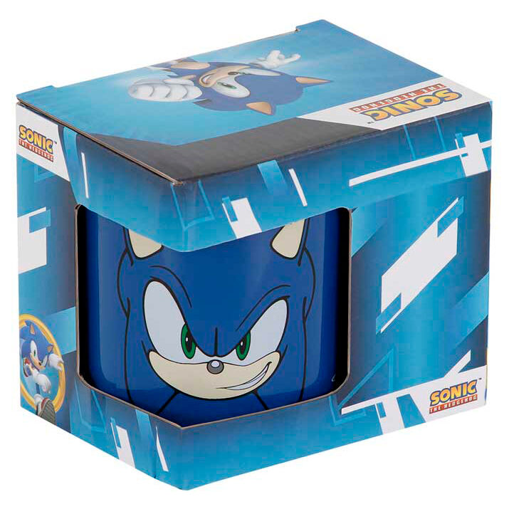 Vue rapprochée du mug Sonic the Hedgehog mettant en valeur la finition et les couleurs