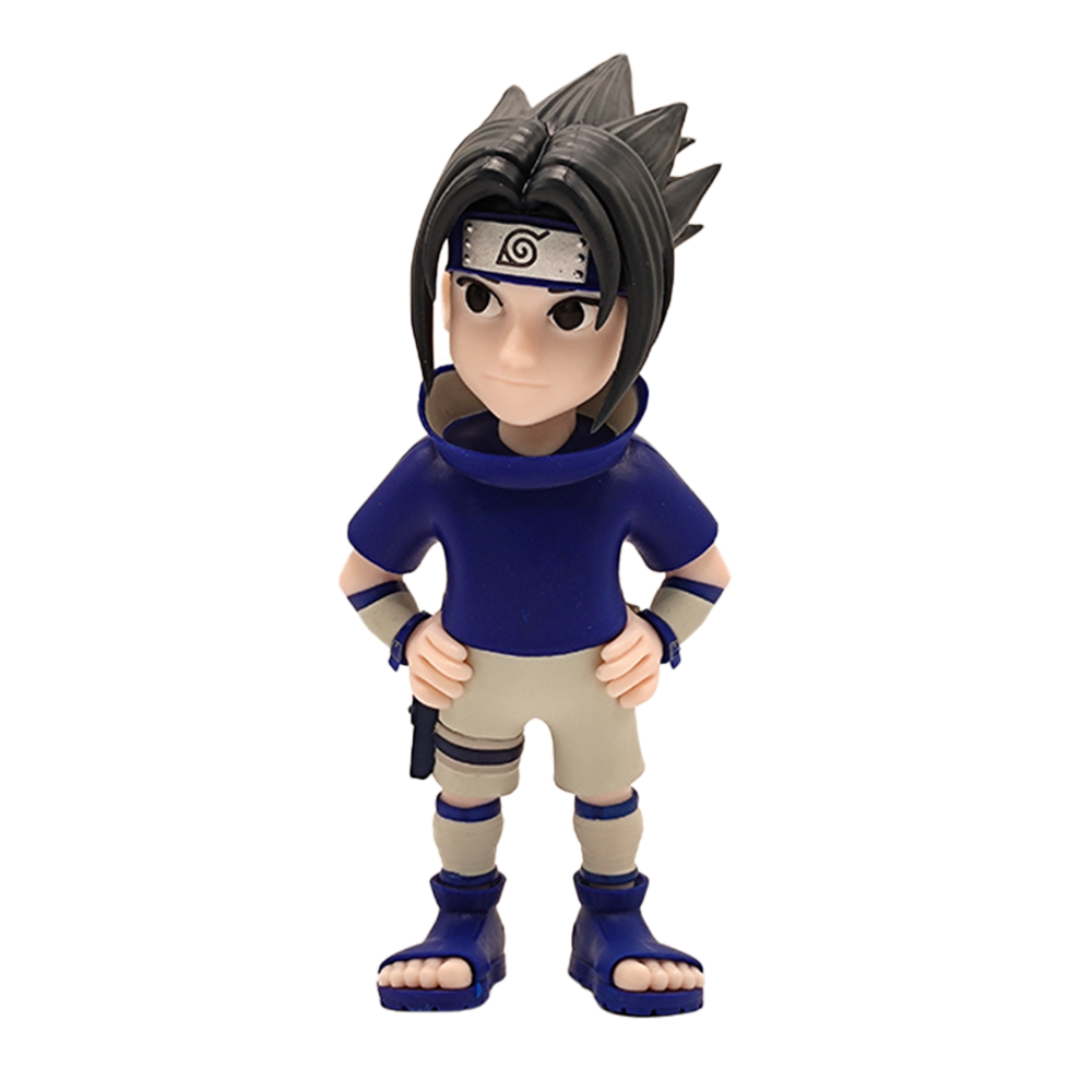Profil de la figurine Sasuke Uchiha MINIX 12cm montrant la posture dynamique et les couleurs vives