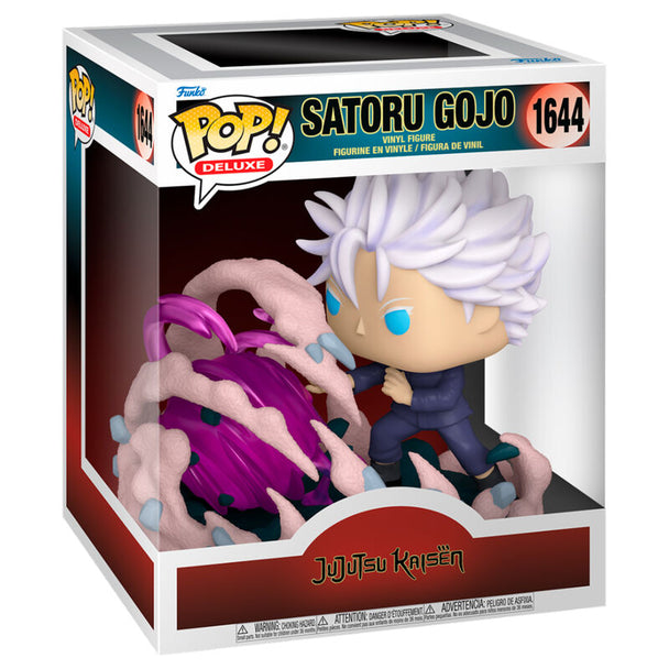 Figurine POP Deluxe Satoru Gojo de Jujutsu Kaisen vue de face avec détails précis et couleurs vives