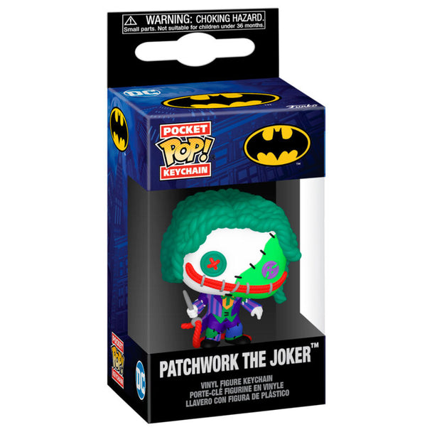 Porte-clés FUNKO Pocket POP représentant le Joker en style Patchwork DC Comics vu de face