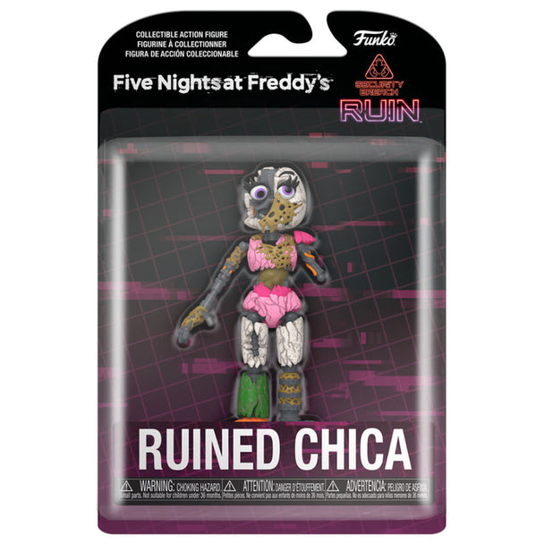 Figurine Funko Ruined Chica de 12cm issue de Five Nights at Freddy's, vue de face avec détails réalistes