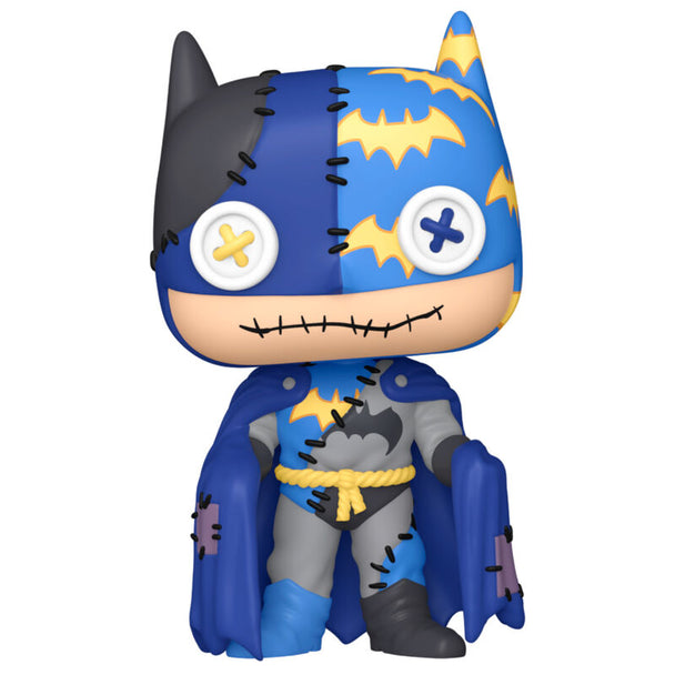 Vue rapprochée de la figurine Funko POP Batman Patchwork montrant les détails colorés et le design unique.