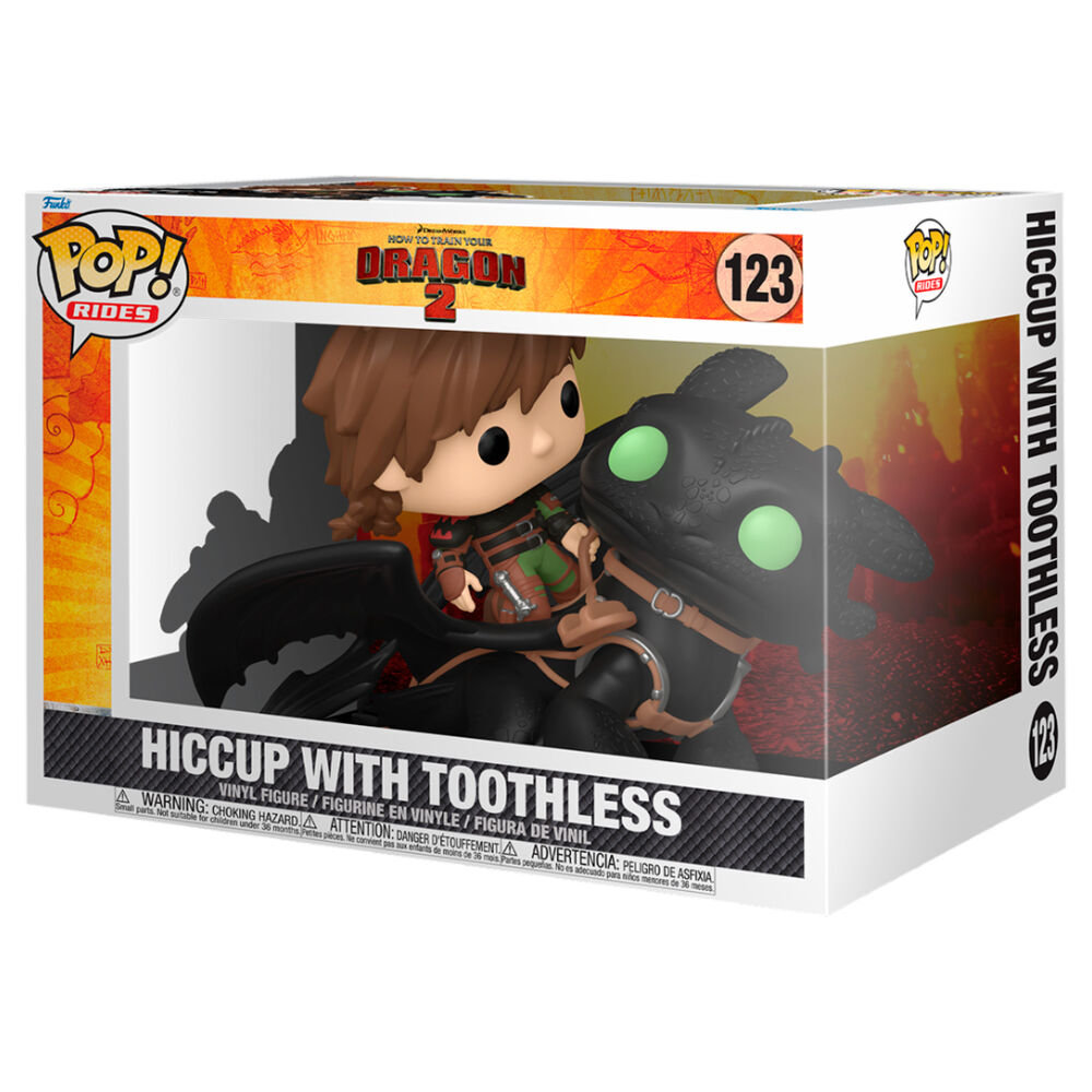 Vue latérale de la figurine POP Deluxe Hiccup et Toothless, mettant en valeur la posture dynamique et le design soigné FUNKO.