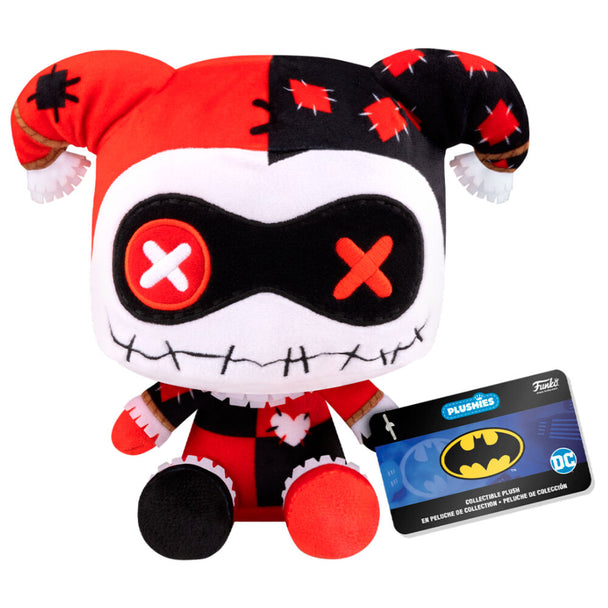 Peluche Harley Quinn Patchwork de 17,5 cm par FUNKO, représentant le personnage DC Comics avec un design coloré et détaillé.