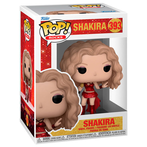 Vue rapprochée de la figurine Funko POP Shakira Super Bowl montrant les détails du costume et du visage