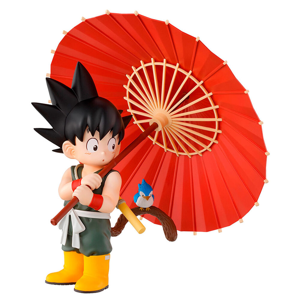 Vue rapprochée du visage expressif de la figurine Son Goku Dragon Ball