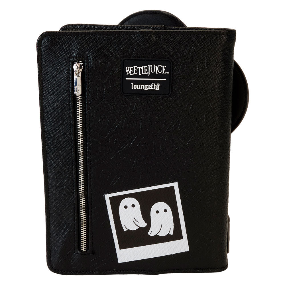 Détail brodé et embossé du carnet Loungelfy Beetlejuice Lydia Deetz montrant la qualité des finitions