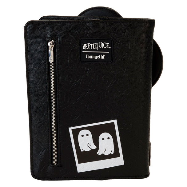 Détail brodé et embossé du carnet Loungelfy Beetlejuice Lydia Deetz montrant la qualité des finitions
