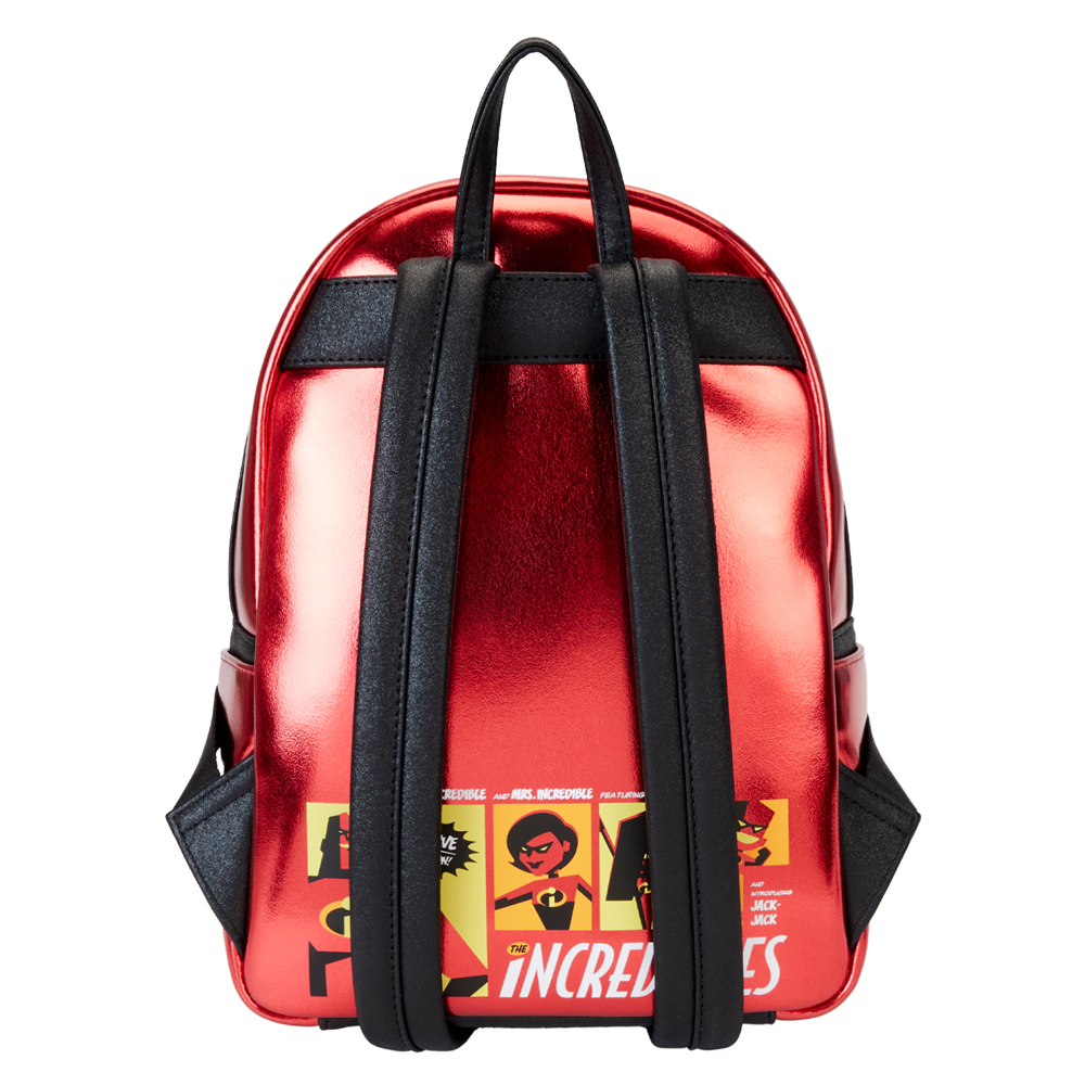 Vue arrière du sac à dos avec bandoulières ajustables et finitions métalliques dorées brillantes