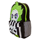 Détail des bretelles rembourrées rayées noires et blanches ajustables du sac à dos Loungefly Beetlejuice