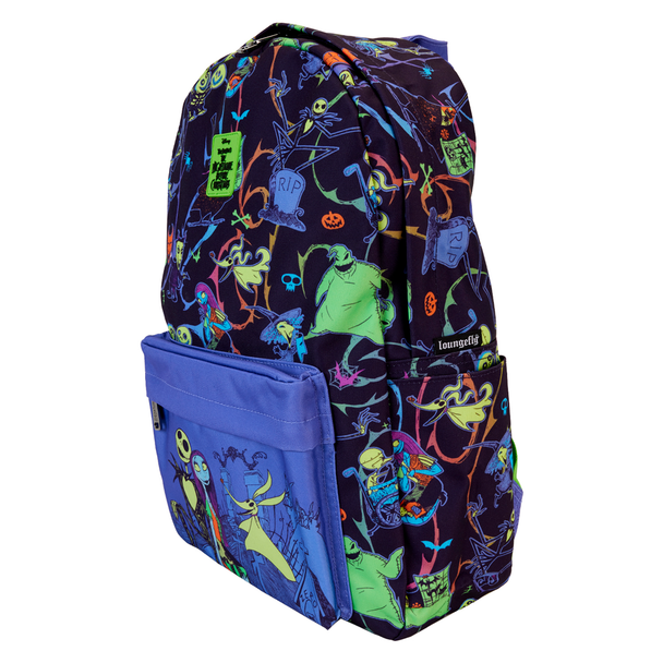 Sac à dos Loungefly Disney L'Étrange Noël de Monsieur Jack en nylon avec détails phosphorescents, vue de face