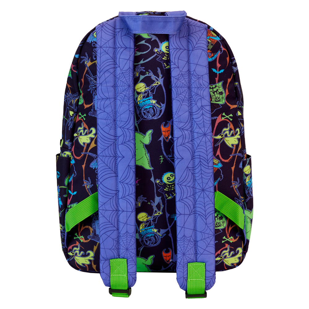 Détail des finitions en métal argenté brillant sur le sac à dos Disney Loungefly 43cm