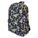 Vue de face du sac à dos Loungefly Nickelodeon en nylon avec poche avant zippée et détails imprimés colorés