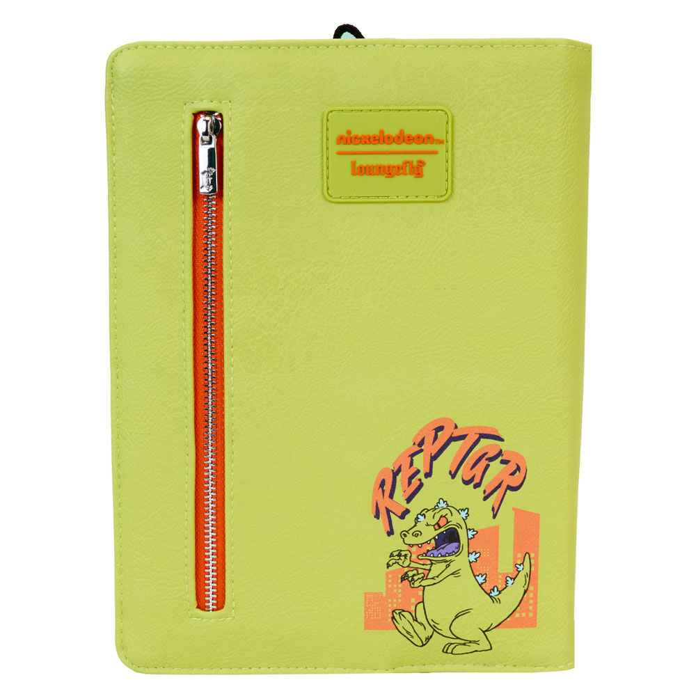 Intérieur du carnet Reptar Rugrats Loungefly avec pages lignées imprimées et poche zippée pour accessoires