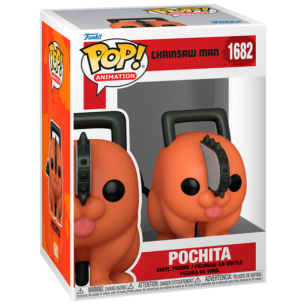 Image détaillée de la figurine Pochita de Chainsaw Man, modèle Funko POP en vinyle avec packaging