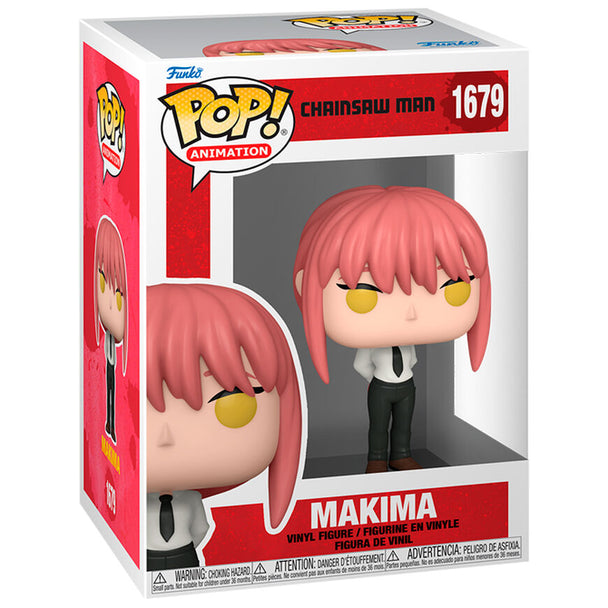 Vue rapprochée de la figurine Funko POP Makima Chainsaw Man montrant les couleurs et finitions de haute qualité