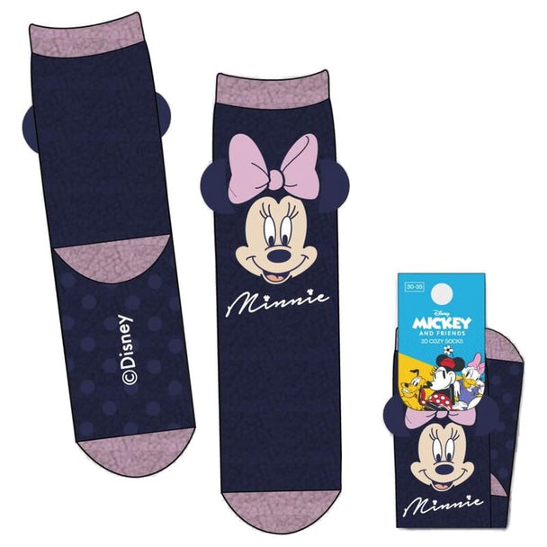Chaussettes antidérapantes Disney Minnie CERDÁ en polyester, tailles 30/35 et 36/41, vue produit avec motif Minnie coloré.
