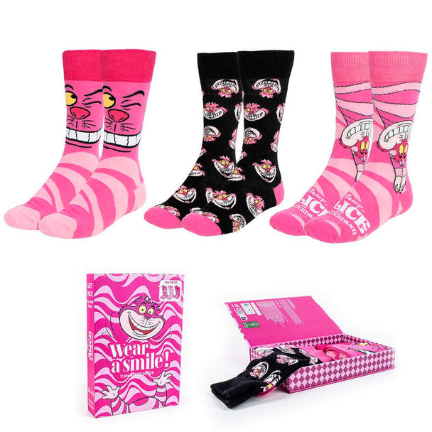 Pack de trois paires de chaussettes adultes Disney Alice au Pays des Merveilles de la marque CERDÁ, tailles 36-43.