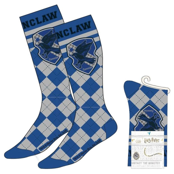 Pack de chaussettes Harry Potter Serdaigle pour adultes, en coton bleu et blanc, avec logo de la maison Serdaigle visible.
