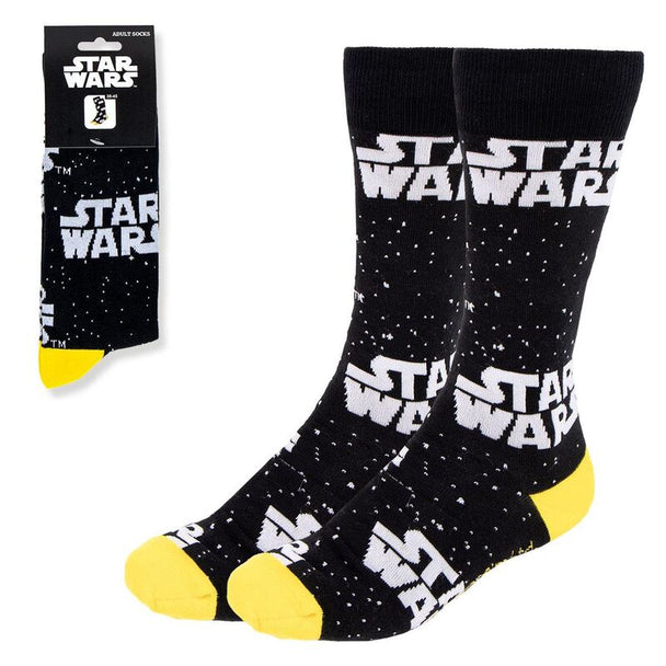 Chaussettes adultes Star Wars CERDÁ en taille unique, tissu coton mélangé avec motifs emblématiques de la saga.