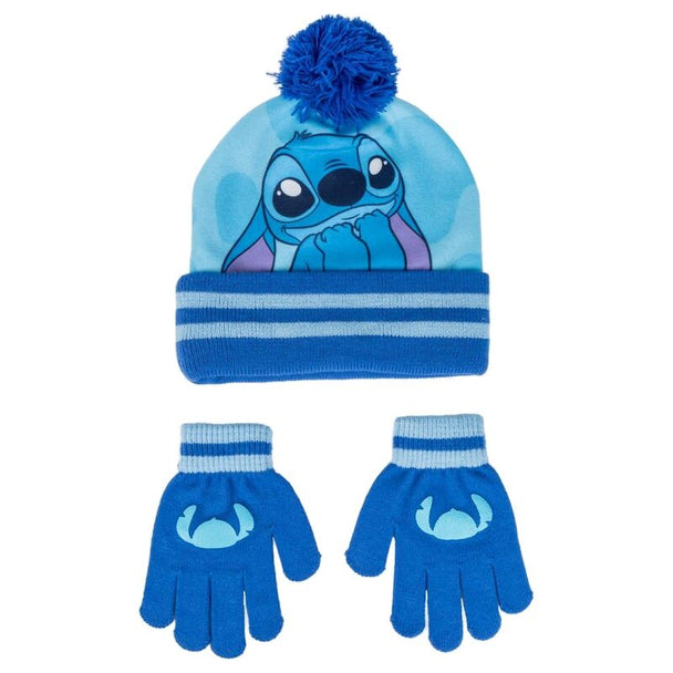 Set bonnet et gants Disney Marvel CERDÁ avec motifs colorés sur fond bleu marine