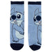 Chaussettes taille 31-34 montrant le design Stitch sur fond bleu vif et confort optimal