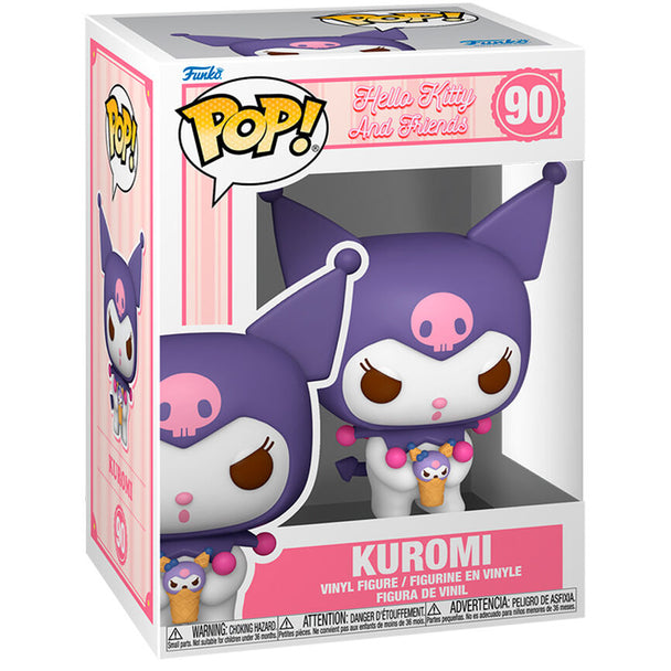Vue rapprochée de la figurine Funko POP Kuromi avec détails précis et couleurs vives sur fond blanc