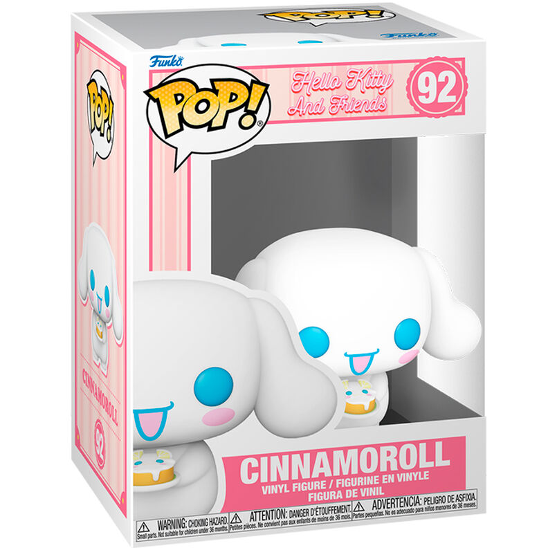 Packaging de la figurine Funko POP Cinnamoroll Hello Kitty and Friends avec illustration colorée et fenêtre plastique