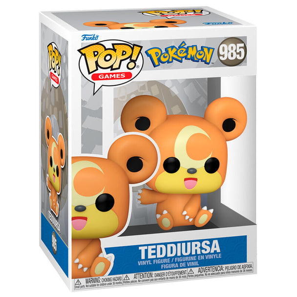 Vue rapprochée de la figurine Teddiursa Funko POP montrant les détails précis et la finition soignée