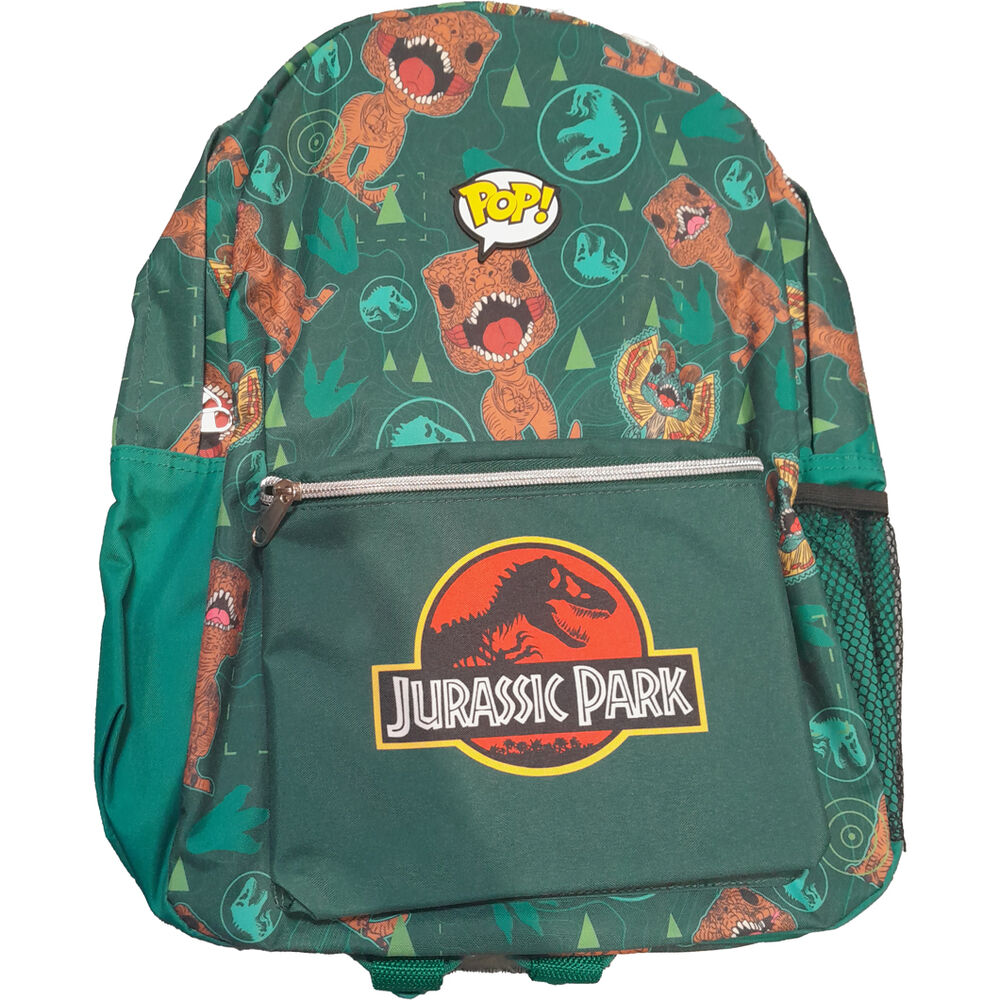 Sac à dos en nylon de 45 cm avec design Jurassic Park par LOUNGEFLY, vue avant détaillée.