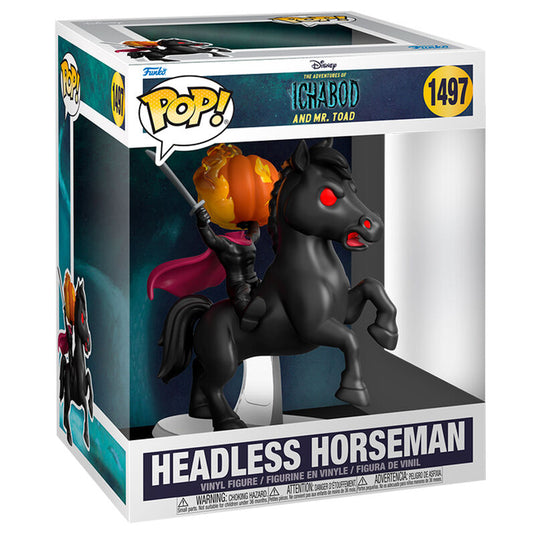 Détail de la figurine POP Headless Horseman avec sa monture dans la collection Disney FUNKO Deluxe