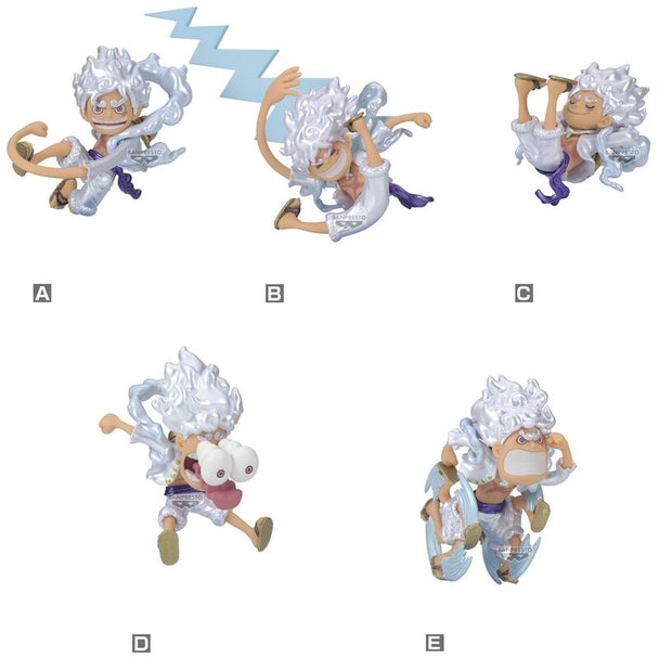 Figurine BANPRESTO Monkey D Luffy Gear 5 de One Piece, 7cm, vue de face avec détails précis.