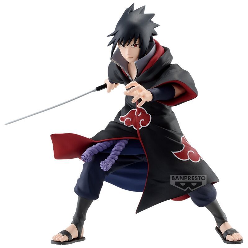 Figurine Sasuke Uchiha Naruto Shippuden 15cm vue de face avec détails précis