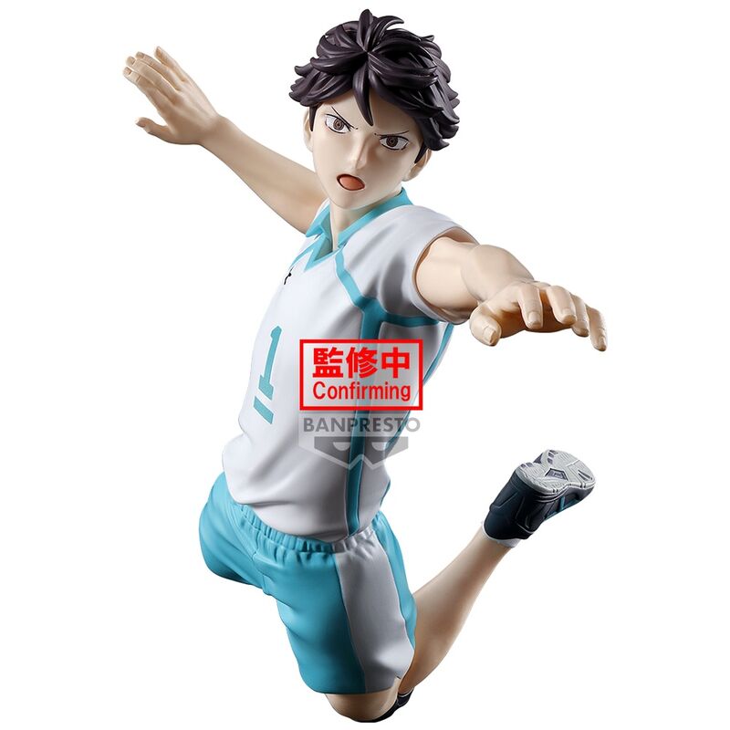 Figurine Toru Oikawa Haikyu!! en pose dynamique vue de face, haute de 15 cm