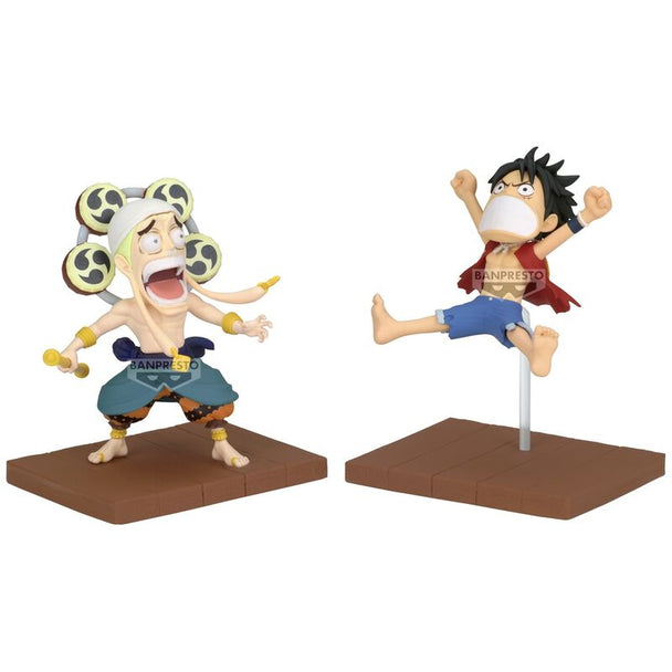 Figurine One Piece Monkey D Luffy & Enel vue de face avec détails colorés et finition soignée
