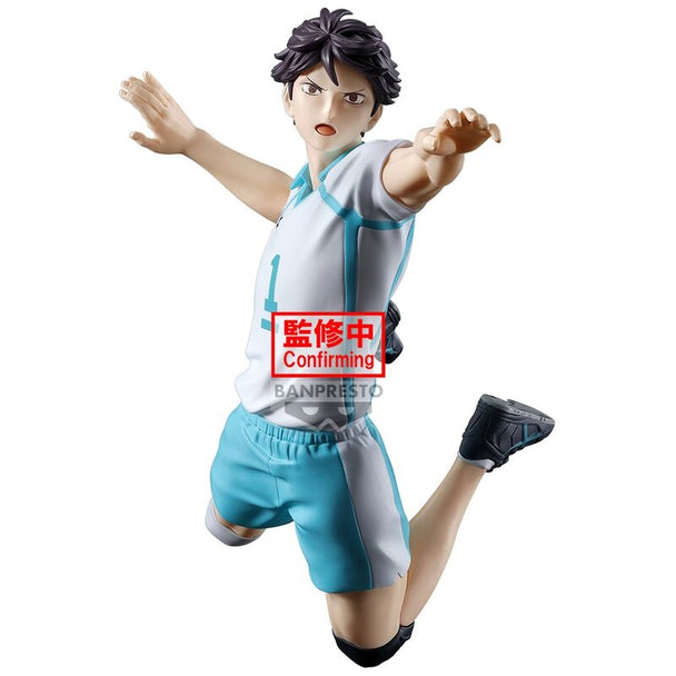 Détail du visage expressif de la figurine Toru Oikawa Haikyu!! signée BANPRESTO